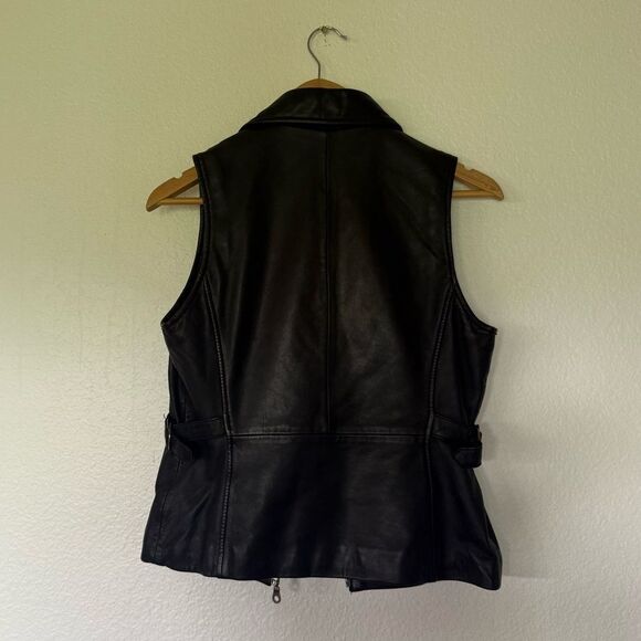 Vintage black Leather Vest - Picture 4 of 6